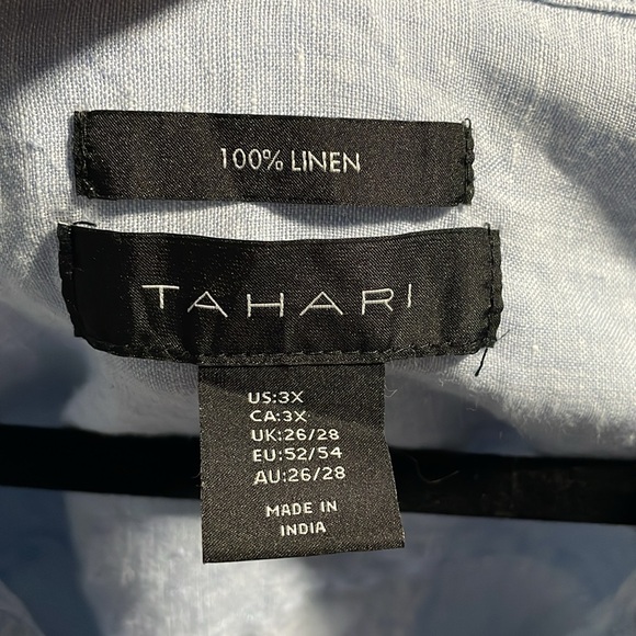 🛍️Clearance Tahari Blue Relaxed Linen Blouse /Tunic - Picture 2 of 4
